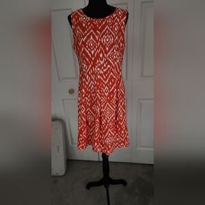 Orange Patterned Sleeveless Dress